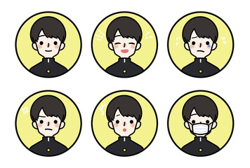 人物アイコン_男子高生表情セット