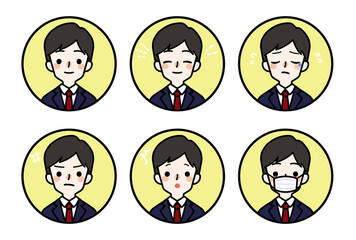 人物アイコン_男子高生表情セット