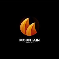 Vector Logo Illustration Mountain Gradient Colorful Style.
