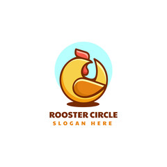 Vector Logo Illustration Rooster Simple Mascot Style.