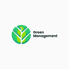 Vector Logo Illustration Green Management Simple Style.