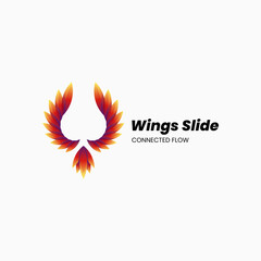 Vector Logo Illustration Wings Slide Gradient Colorful Style.