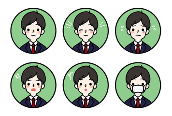 人物アイコン_男子高生表情セット