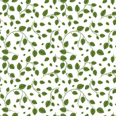 Seamless pattern, green leaves and natural design