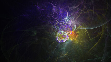 Abstract colorful violet and orange fiery shapes. Fantasy light background. Digital fractal art. 3d rendering.