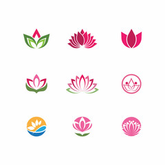 Obraz premium Beauty Vector lotus flowers design logo Template icon