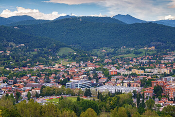Fototapeta na wymiar Aerial panoramic view of the Bergamo. Italy.