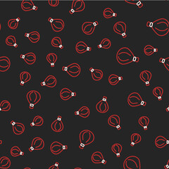 Line Garbage bag icon isolated seamless pattern on black background. Vector