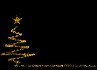 Gold glitter particles Christmas tree with star isolated  on png or transparent  background. Graphic resources for New Year, Birthdays and luxury card. Vector illustration
