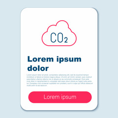 Line CO2 emissions in cloud icon isolated on grey background. Carbon dioxide formula, smog pollution concept, environment concept. Colorful outline concept. Vector