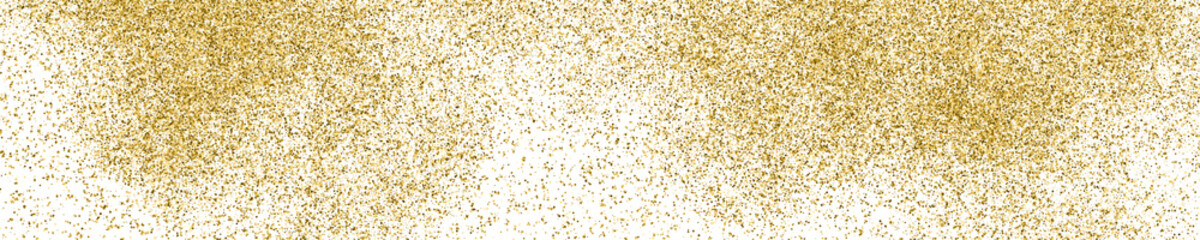 Gold Glitter Texture On White. Horizontal Long Banner For Site. Panoramic Celebratory Background. Golden Explosion Of Confetti. Vector Illustration, Eps 10.