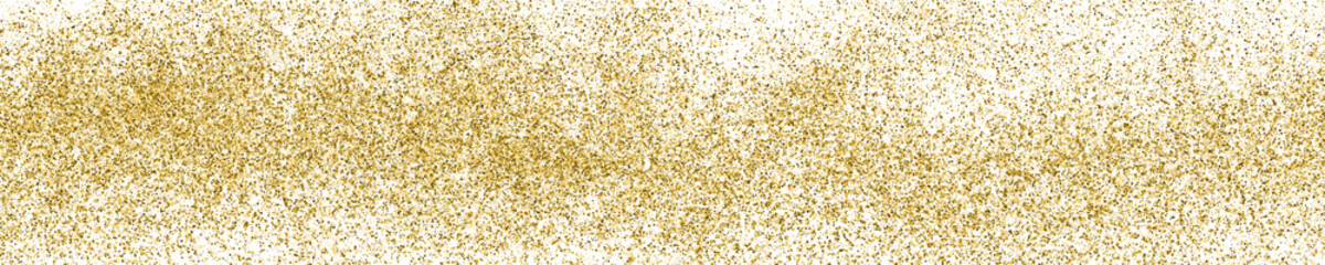 Gold Glitter Texture On White. Horizontal Long Banner For Site. Panoramic Celebratory Background. Golden Explosion Of Confetti. Vector Illustration, Eps 10.