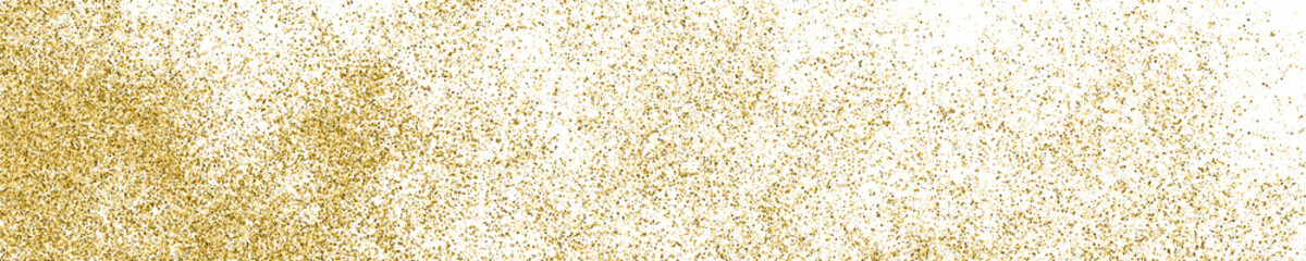 Gold Glitter Texture On White. Horizontal Long Banner For Site. Panoramic Celebratory Background. Golden Explosion Of Confetti. Vector Illustration, Eps 10.