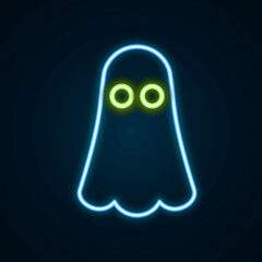 Glowing neon line Ghost icon isolated on black background. Happy Halloween party. Colorful outline concept. Vector