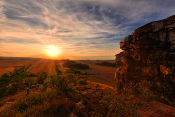 Sonnenuntergang Lichstimmung Teufelsmauer Harz Bodetal
