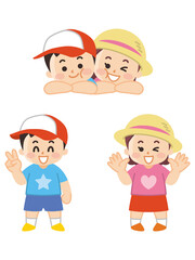 夏服を着た男の子と女の子　夏