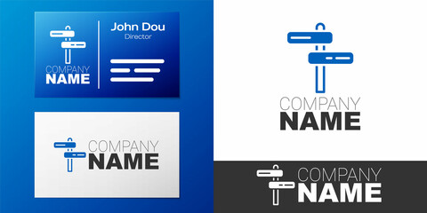 Logotype Road traffic sign. Signpost icon isolated on white background. Pointer symbol. Isolated street information sign. Direction sign. Logo design template element. Vector