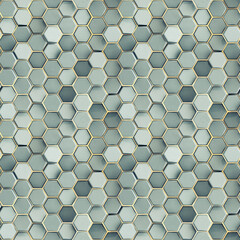 Seamless pattern of white concrete hexagon cells 3D rendering illustration - 469430911