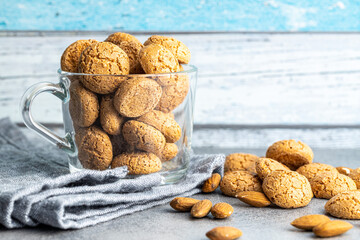 Amaretti biscuits. Sweet italian almond cookies in cup