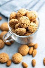 Amaretti biscuits. Sweet italian almond cookies in cup