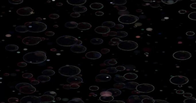 ANIMATION OF 3D BUBBLES ON A DARK BACKGROUND