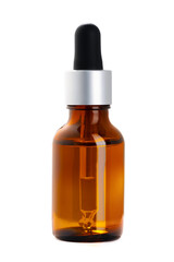 Fototapeta premium Brown plastic, glass bottle for cosmetics isolated on white