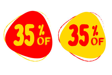 35% OFF Sale Discount Banner. Discount offer price tag. Red and Yellow Lebel