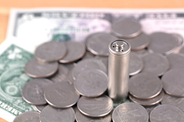 U.S. dollar currency and dry batteries provide energy