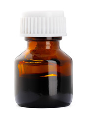 Brown plastic, glass bottle for cosmetics isolated on white