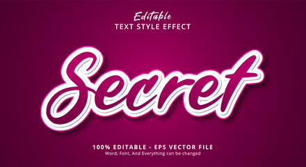 Editable text effect, Secret text on violet layered style display