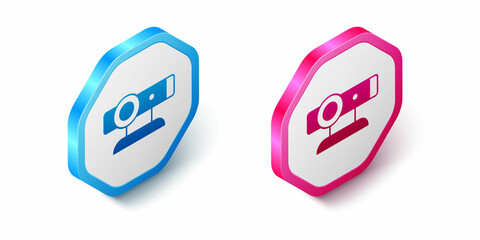 Isometric Web camera icon isolated on white background. Chat camera. Webcam icon. Hexagon button. Vector