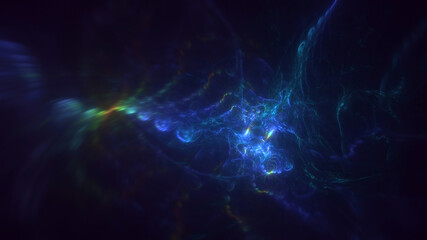 3D rendering abstract multicolor fractal light background