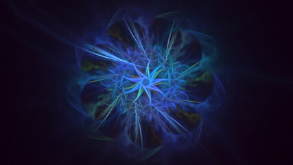 3D rendering abstract blue fractal light background