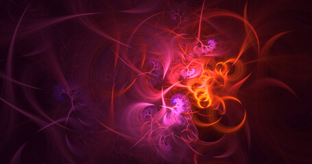 3D rendering abstract multicolor fractal light background