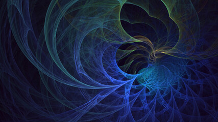 3D rendering abstract blue fractal light background