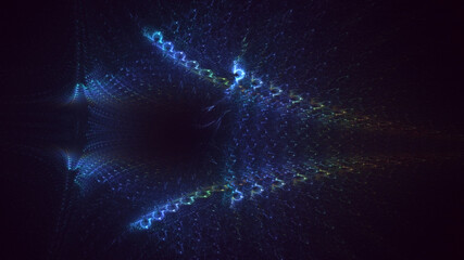 3D rendering abstract blue fractal light background