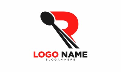 Creative R alphabet with spoon logo design