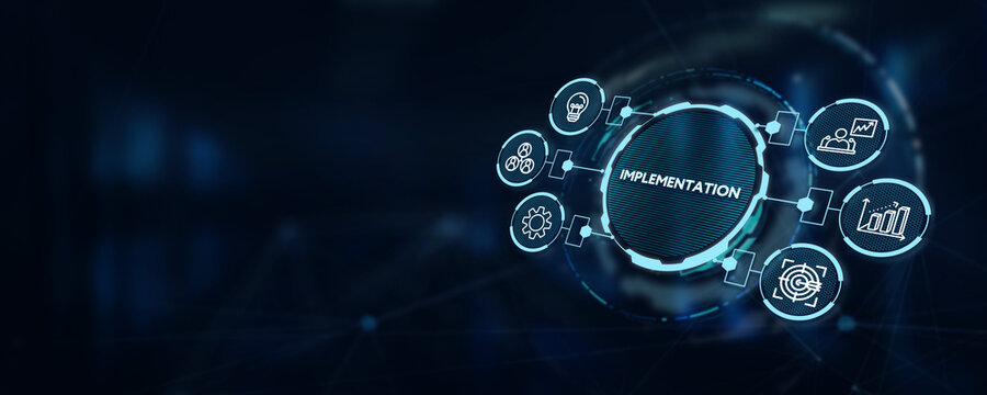 IMPLEMENTATION, web technology concept.  Business, Technology, Internet and network concept.3d illustration