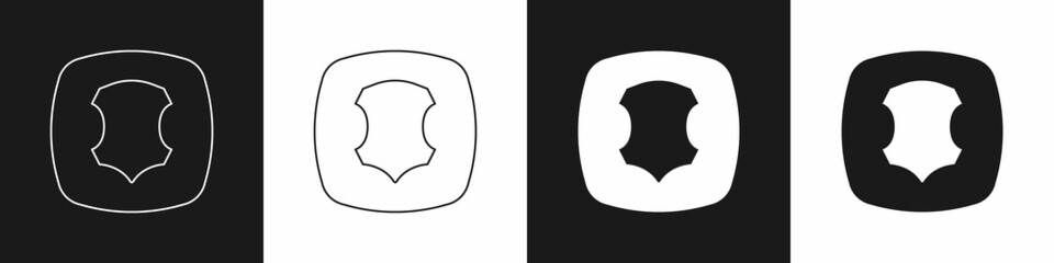 Set Leather icon isolated on black and white background. Vector