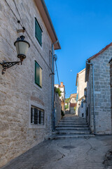 Fototapeta na wymiar Cute old stone street of Split town, Dalmatia, Croatia
