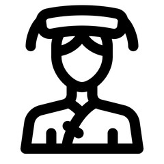 Chinese Traditional Woman Line Icon Vector