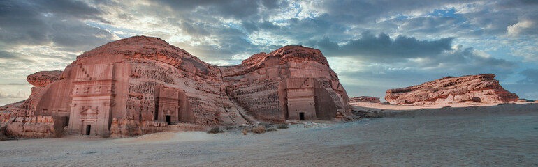 The natural beauty of rock formation and the Islamic archeological history site of Al Ula, Mada in...