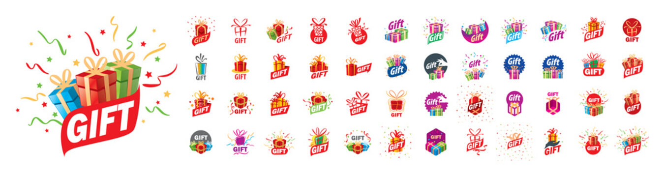 A set of vector logos Gift on a white background