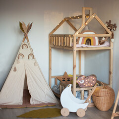 scandinavian interior, crib house, wigwam © Маргарита Медведева