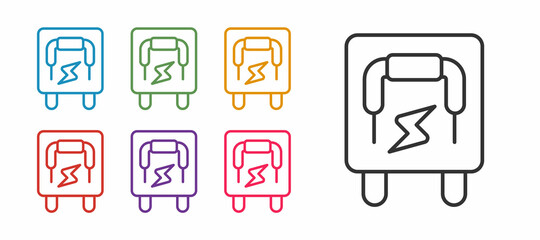 Set line Electrical panel icon isolated on white background. Switch lever. Set icons colorful. Vector