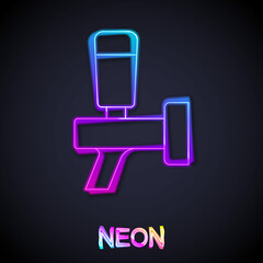 Glowing neon line Beer tap icon isolated on black background. Vector