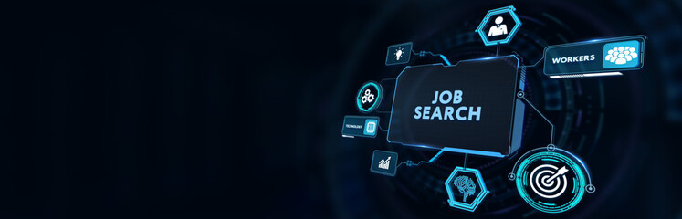 Business, Technology, Internet and network concept. Job Search human resources recruitment career.3d illustration