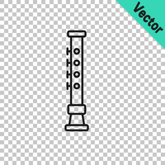 Black line Flute icon isolated on transparent background. Musical instrument. Vector