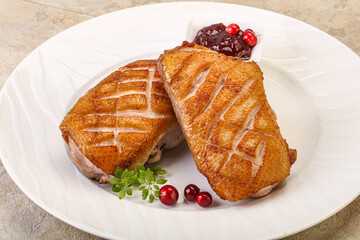 Roasted duck breast with sauce