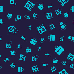 Set Business negotiations, Light bulb with dollar, Pie chart infographic and Briefcase on seamless pattern. Vector